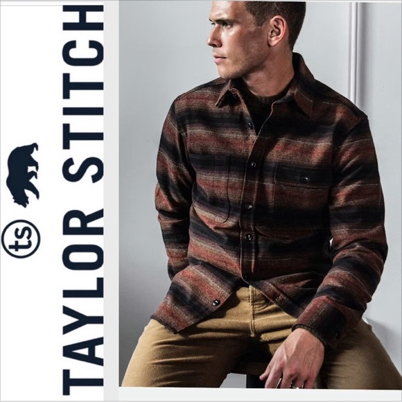 Taylor Stitch Moto Utility Shirt Sunset Stripe 38 /S - Picture 1 of 9